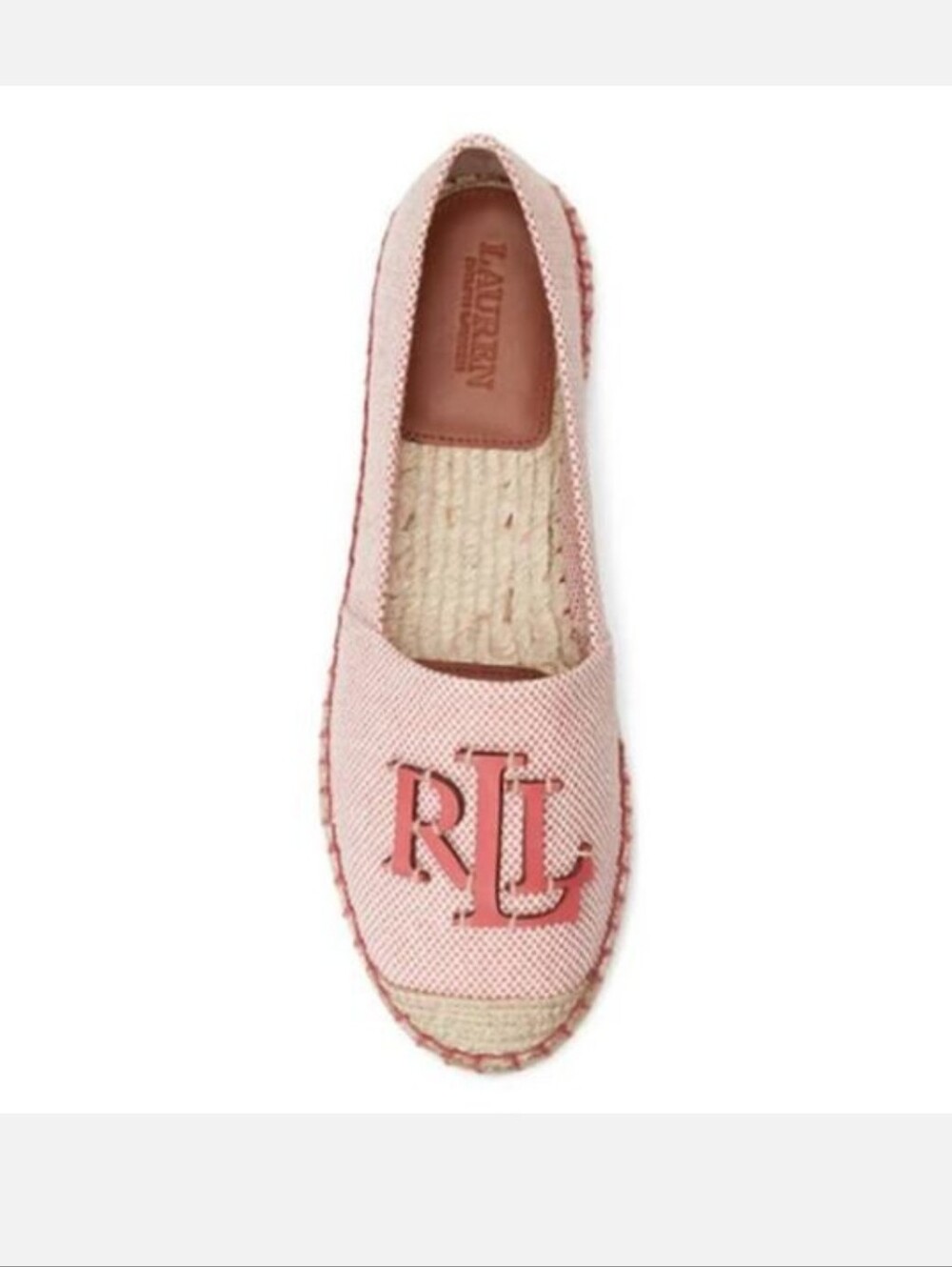 Ralph Lauren Cameron Logo Slip-On Espadrille Flats in Rose Size 8